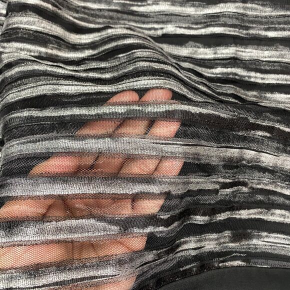 Donna Ricco Shift Dress Womens 14 Gray Lined Striped Midi Sleeveless Back Zip - Picture 2 of 16